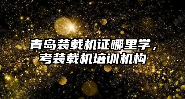 青島裝載機證哪里學，考裝載機培訓機構