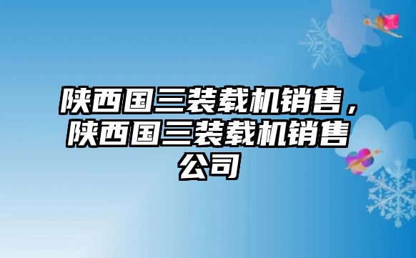 陜西國三裝載機銷售，陜西國三裝載機銷售公司