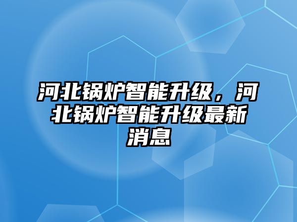 河北鍋爐智能升級(jí)，河北鍋爐智能升級(jí)最新消息