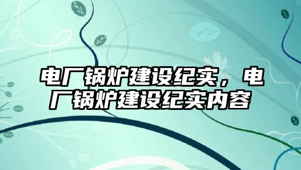 電廠鍋爐建設紀實，電廠鍋爐建設紀實內容