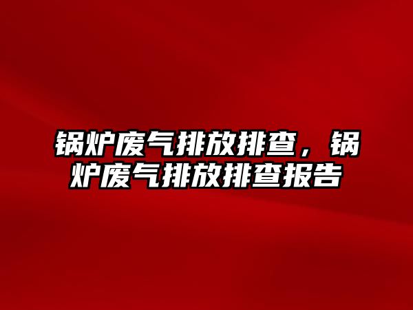 鍋爐廢氣排放排查，鍋爐廢氣排放排查報告