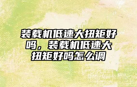 裝載機低速大扭矩好嗎，裝載機低速大扭矩好嗎怎么調