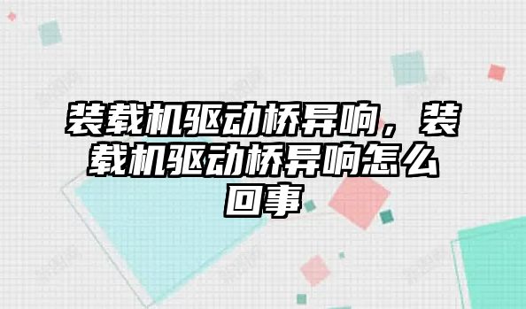 裝載機驅動橋異響，裝載機驅動橋異響怎么回事