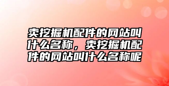 賣挖掘機配件的網站叫什么名稱，賣挖掘機配件的網站叫什么名稱呢