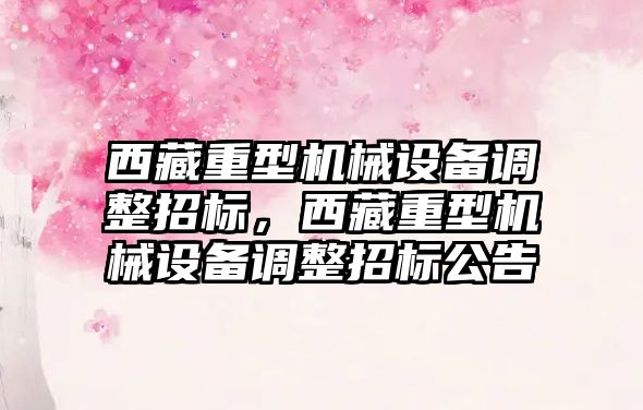 西藏重型機械設備調整招標，西藏重型機械設備調整招標公告