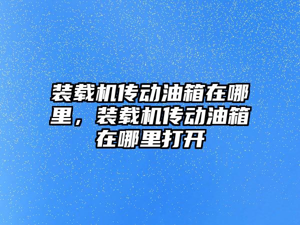 裝載機傳動油箱在哪里，裝載機傳動油箱在哪里打開