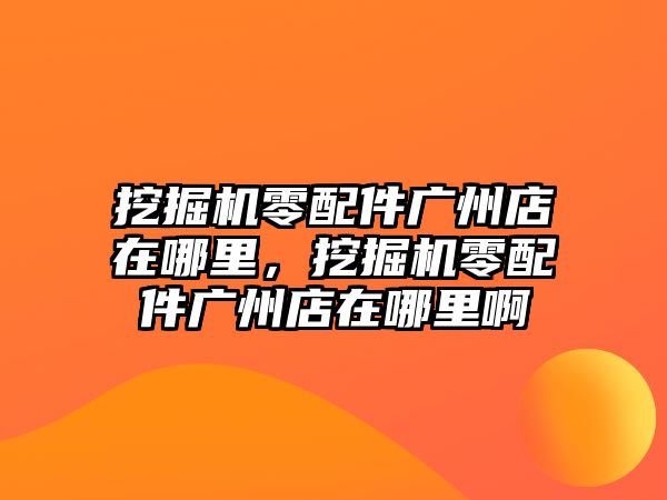 挖掘機零配件廣州店在哪里，挖掘機零配件廣州店在哪里啊