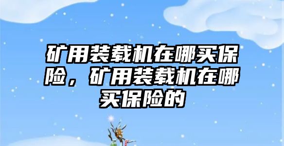 礦用裝載機在哪買保險，礦用裝載機在哪買保險的