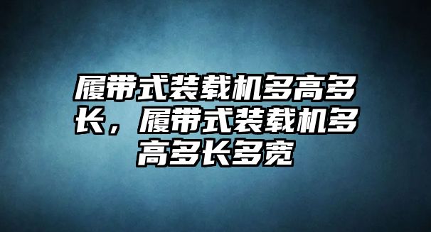 履帶式裝載機多高多長，履帶式裝載機多高多長多寬