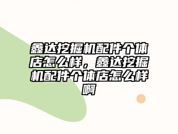 鑫達挖掘機配件個體店怎么樣，鑫達挖掘機配件個體店怎么樣啊