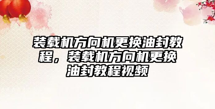 裝載機方向機更換油封教程，裝載機方向機更換油封教程視頻