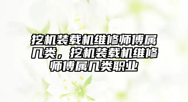 挖機裝載機維修師傅屬幾類，挖機裝載機維修師傅屬幾類職業(yè)