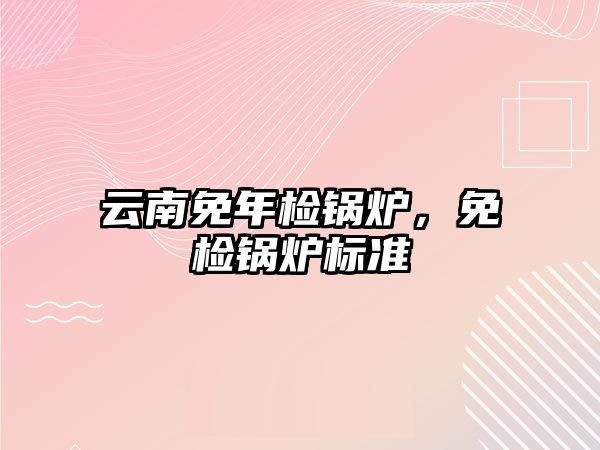 云南免年檢鍋爐，免檢鍋爐標準