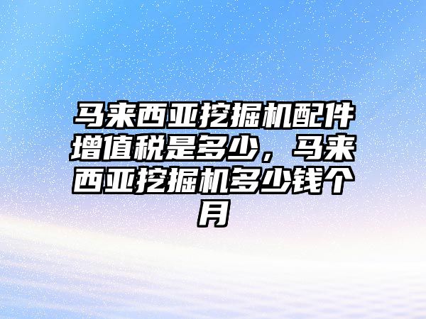 馬來西亞挖掘機配件增值稅是多少，馬來西亞挖掘機多少錢個月