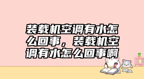 裝載機空調有水怎么回事，裝載機空調有水怎么回事啊