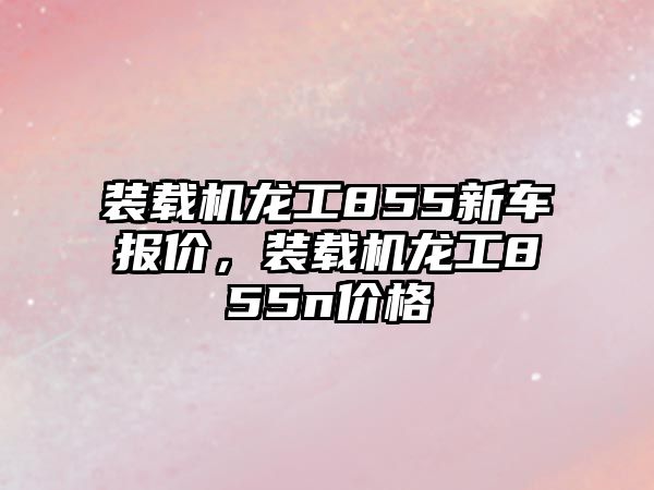 裝載機龍工855新車報價，裝載機龍工855n價格