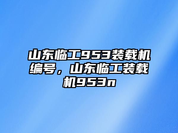 山東臨工953裝載機(jī)編號，山東臨工裝載機(jī)953n