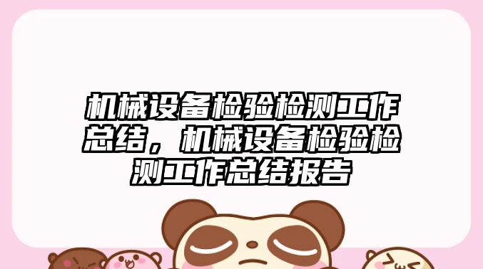 機械設備檢驗檢測工作總結，機械設備檢驗檢測工作總結報告