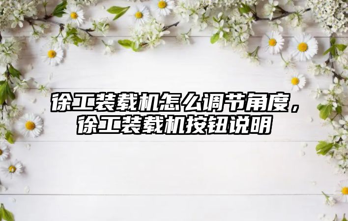 徐工裝載機怎么調節角度，徐工裝載機按鈕說明