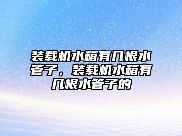 裝載機水箱有幾根水管子，裝載機水箱有幾根水管子的