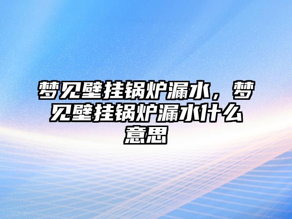 夢見壁掛鍋爐漏水，夢見壁掛鍋爐漏水什么意思