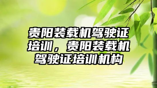 貴陽裝載機駕駛證培訓，貴陽裝載機駕駛證培訓機構