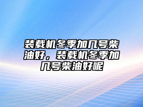 裝載機冬季加幾號柴油好，裝載機冬季加幾號柴油好呢