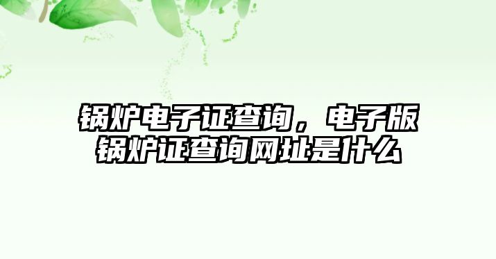 鍋爐電子證查詢，電子版鍋爐證查詢網址是什么