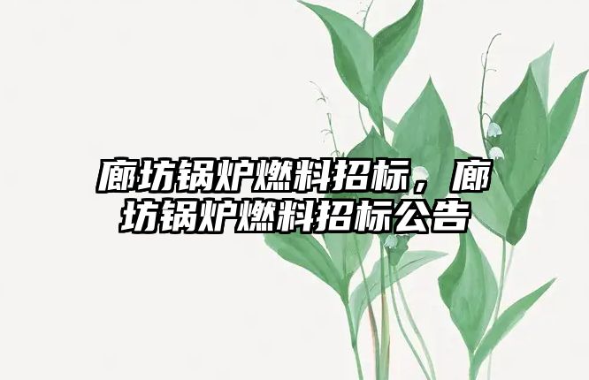 廊坊鍋爐燃料招標，廊坊鍋爐燃料招標公告